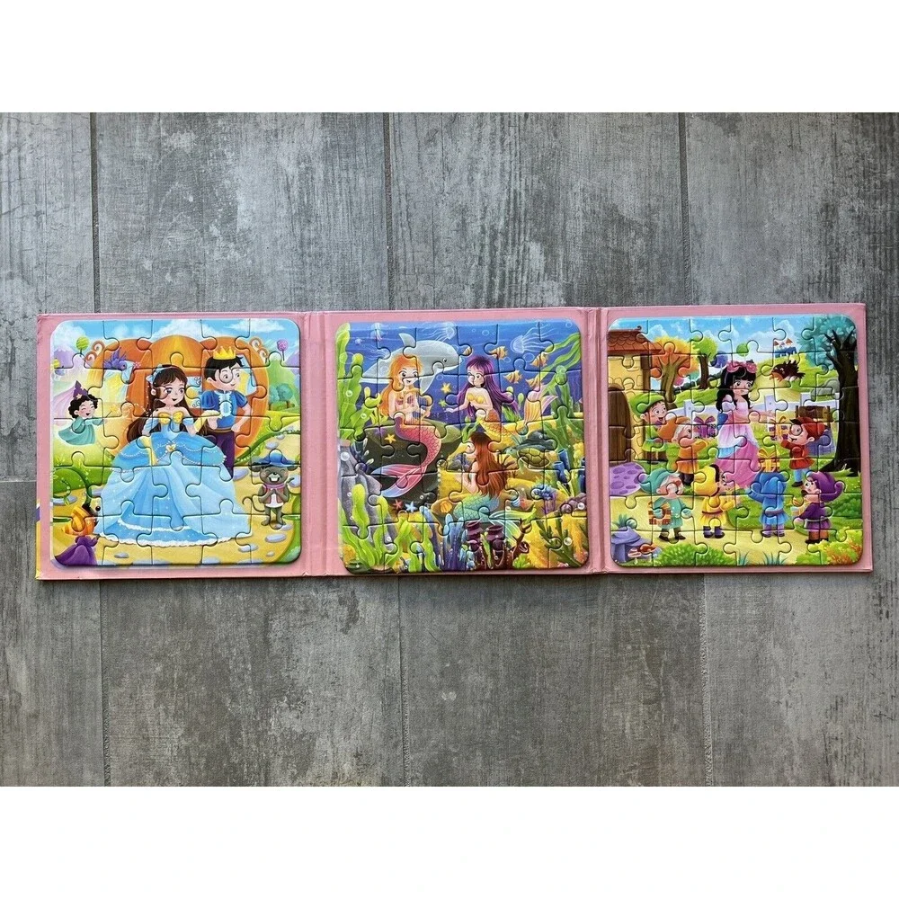 MAGNETIC PUZZLES Jigsaw Travel Folding 97 pcs Car Book 3-6 Years 3 in 1 Kids Fun